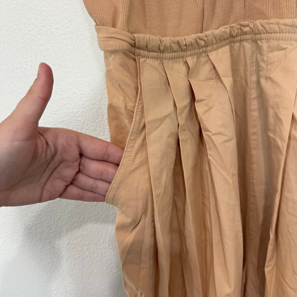 By Anthropologie High Tide Wide Leg One Piece Jumpsuit Peach Cream BOHO Size XXS - Picture 4 of 10